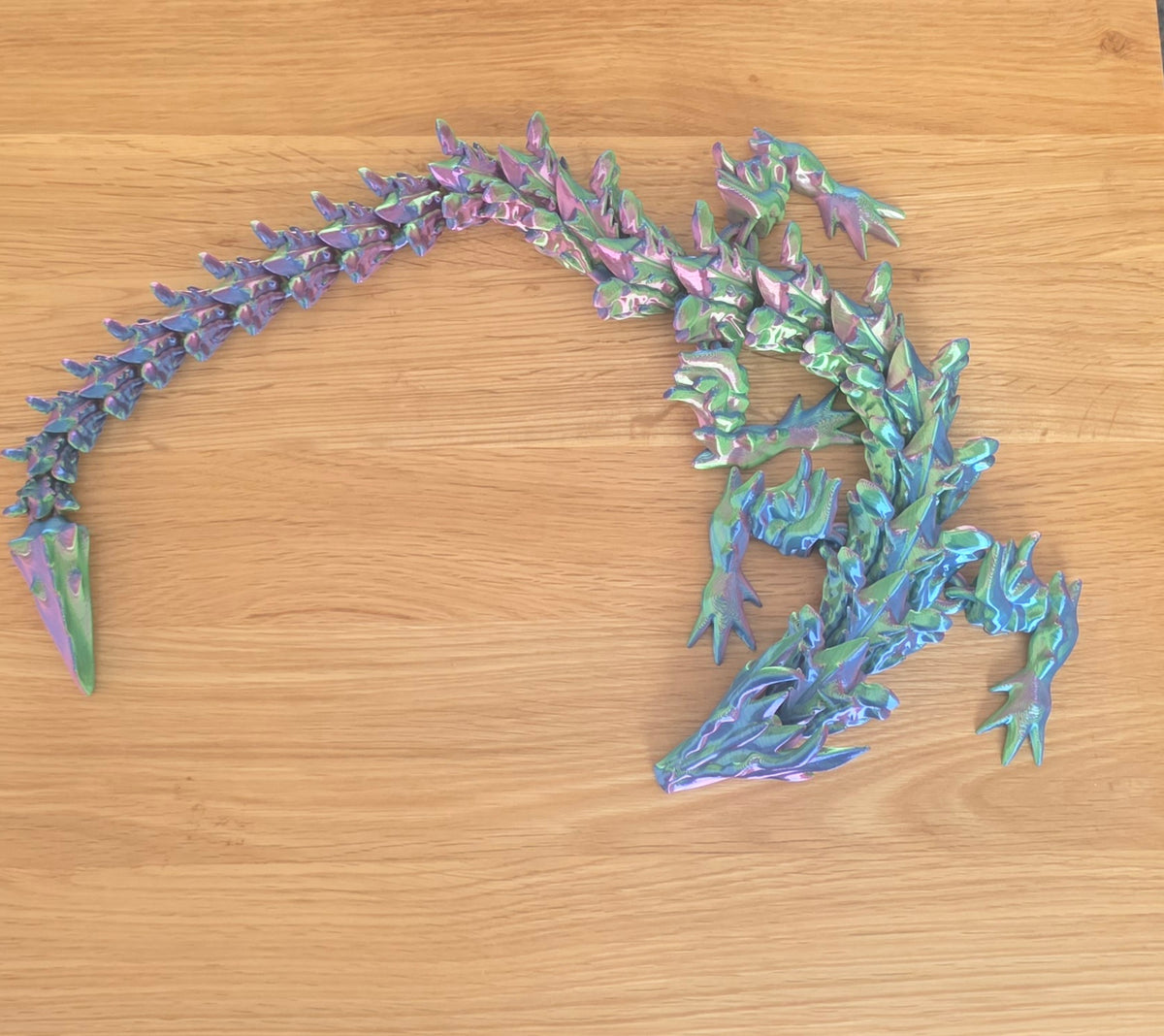 3D Printed Articulated Crystal Dragon – Iridescent Flexible Dragon Figurine