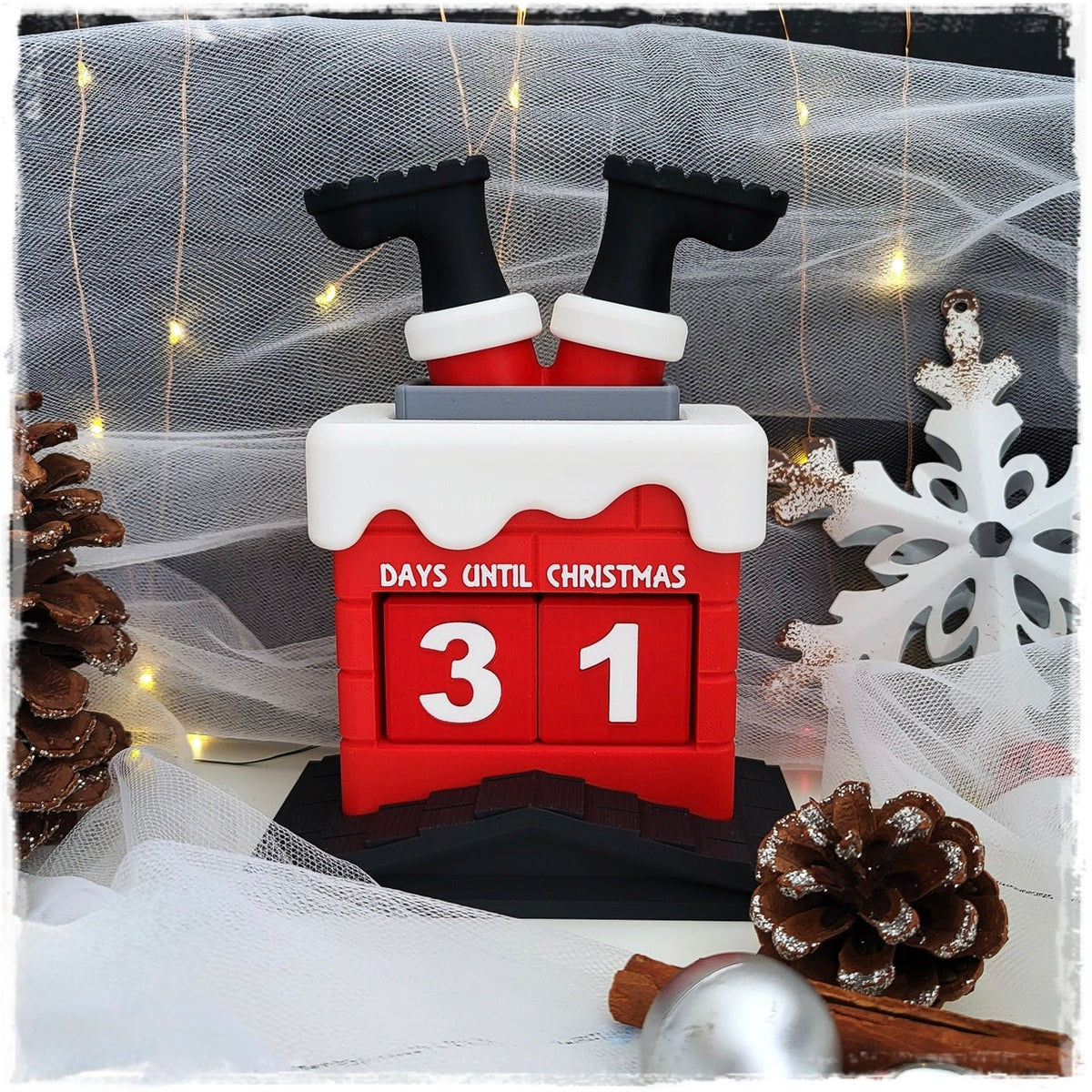 Santa Chimney Christmas Countdown Calendar | 3D Printed Xmas Advent | Festive Decoration | Days Until Christmas Display