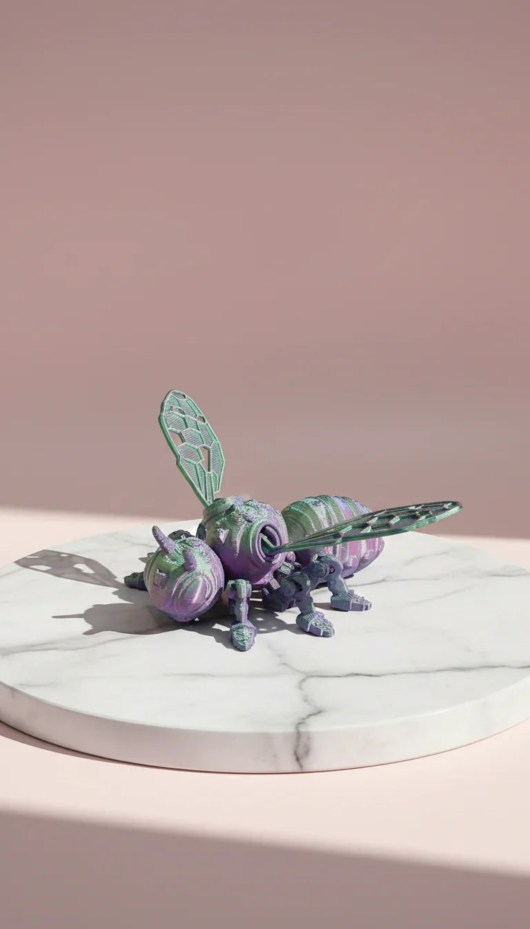 3D Printed Articulated Fantasy Wasp Figurine: Bioplastic