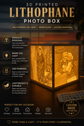 Personalised 3D Printed Lithophane Photo Box – USB Powered LED Light | Custom Photo Memory Light
