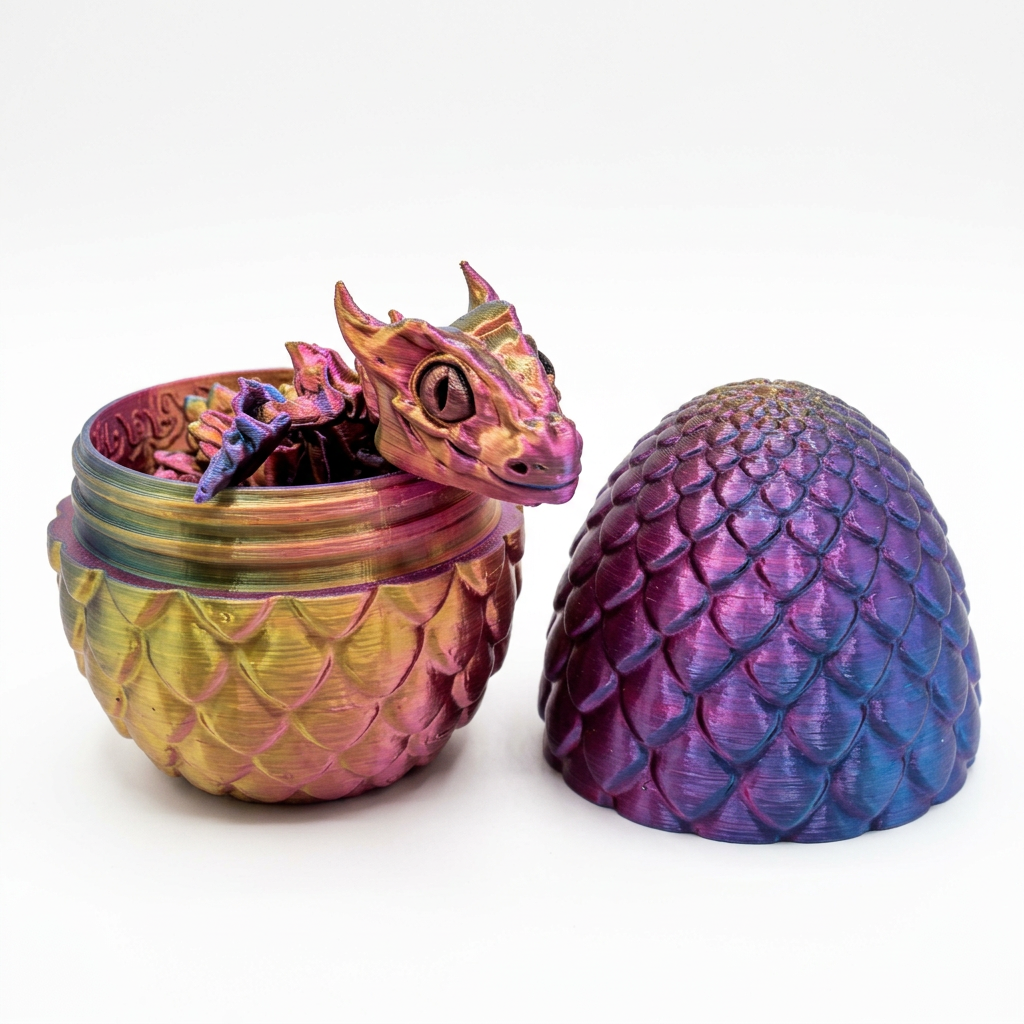Open dragon egg with miniature dragon